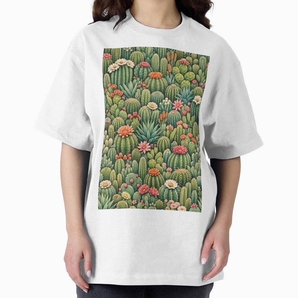 Aesthetic Cactus Garden Pattern – Botanical Desert Plants Illustration by DrizzyV
