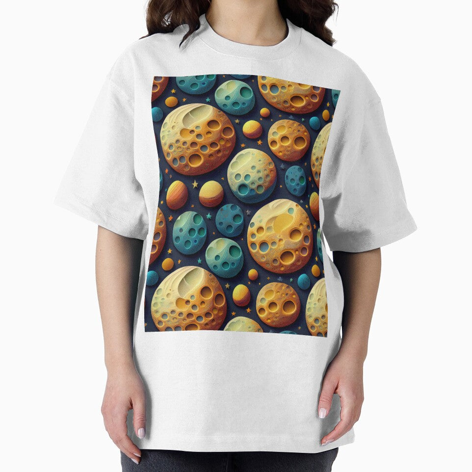 Lunar Moon Landscape: A whimsical pattern featuring moons of various shapes and sizes, each with unique craters and textures, creating a dreamy and ethereal atmosphere. by Grang Art Artistic Designs