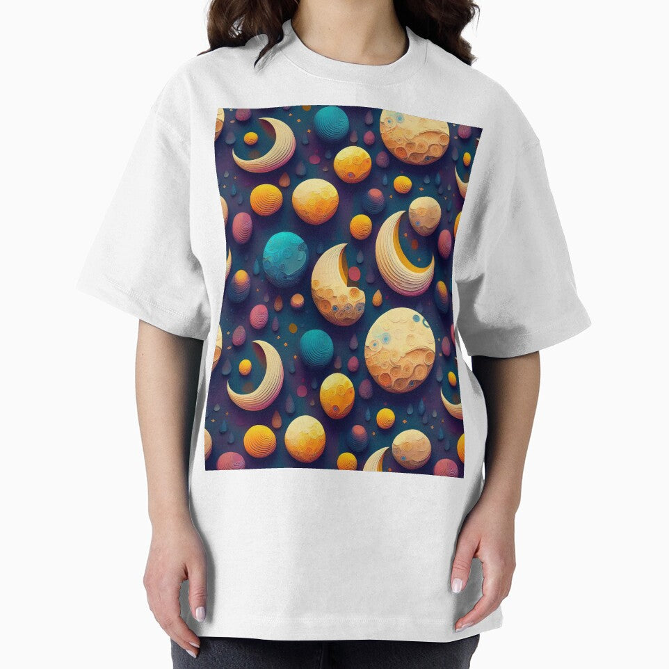Lunar Landscape: A whimsical pattern featuring moons of various shapes and sizes, each with unique craters and textures, creating a dreamy and ethereal atmosphere. by Grang Art Artistic Designs
