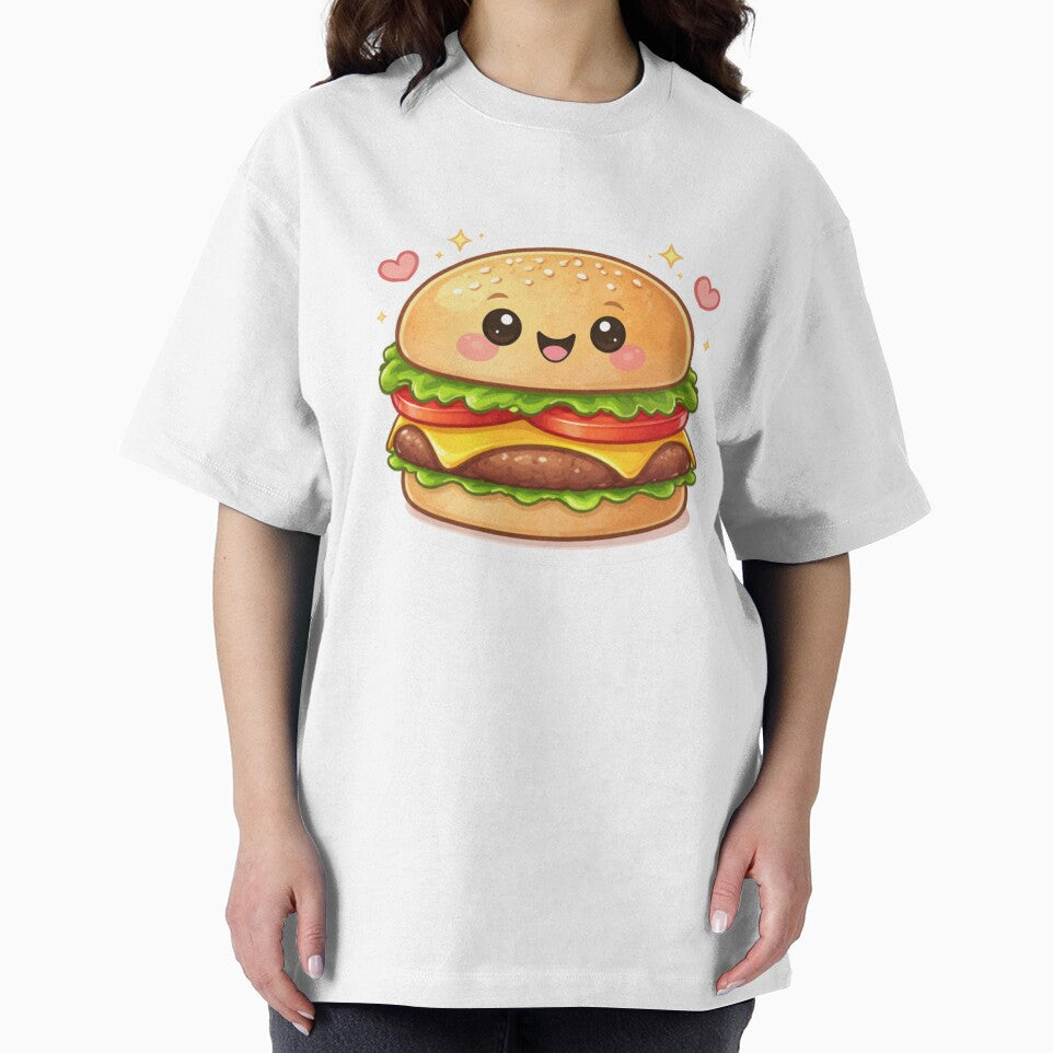 Cute Kawaii Burger Sticker – Happy Cartoon Cheeseburger Food Lover Design by Dasts Cart