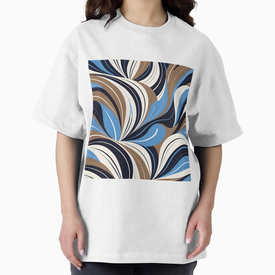 Mid Century Modern Abstract Botanical Brown, Sky Blue by Prints and Lifestyle
