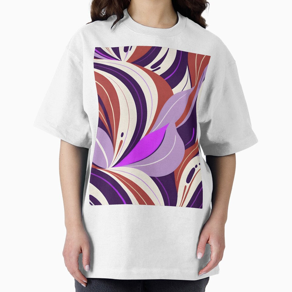 Mid Mod Retro  Abstract Botanical Lilac, Burnt Orange by Prints and Lifestyle