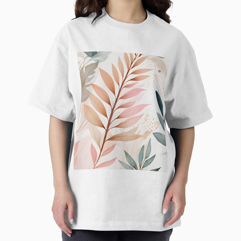 Mid Century Botanical Retro Geometric Leaves  Florals  Peach Olive Green by Prints and Lifestyle