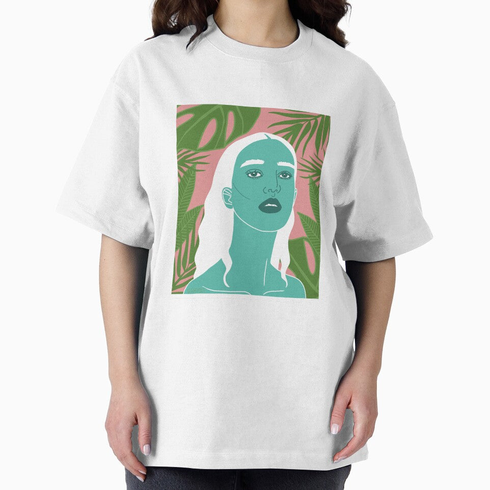 Tropical Leaves with Beautiful Woman Art by Logiamerch