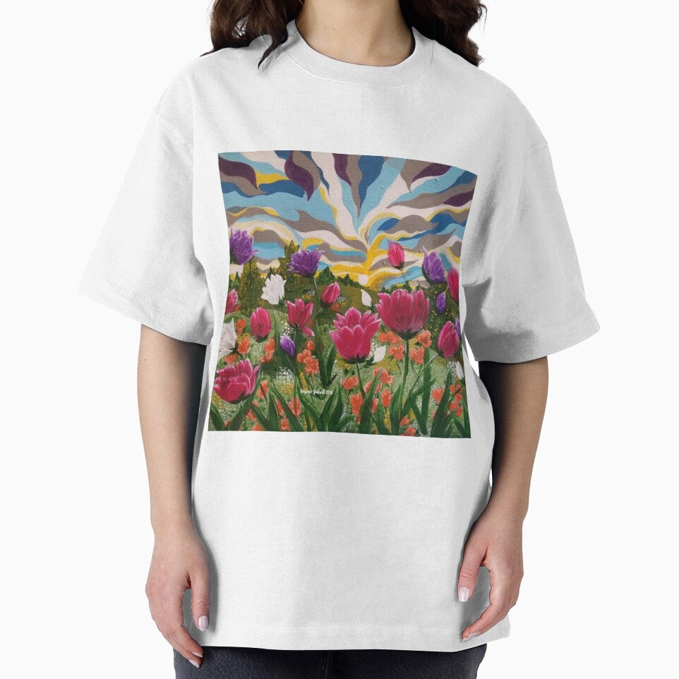Field of Dreams, Landscape with flowers painting, acrylic floral landscape, colorful abstract landscape by roxanegabriel