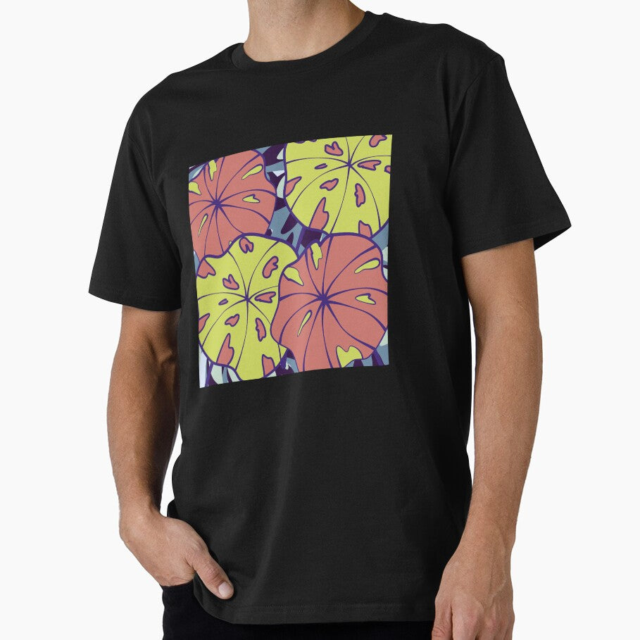Orange Philodendron Tropical Leaves Pattern by GraphicsClub