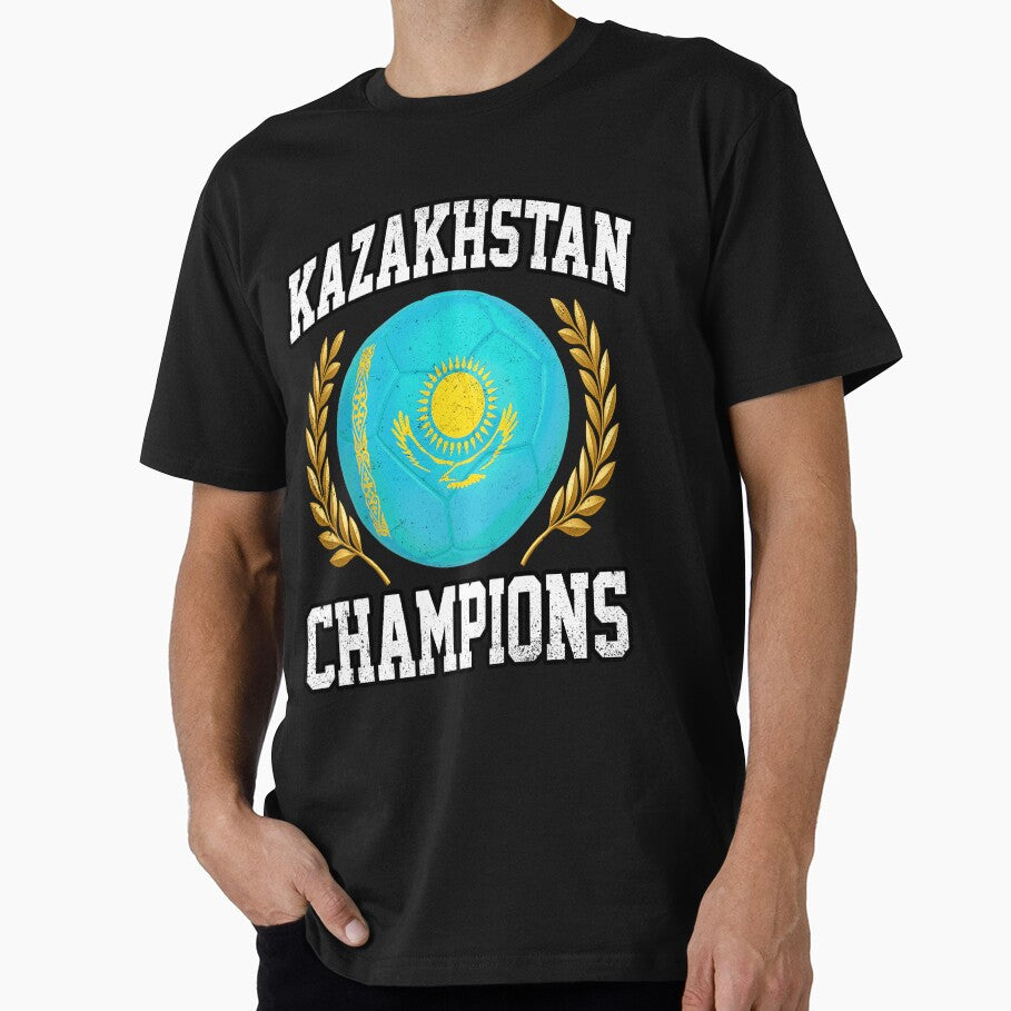 SOCCER BALL FLAG CHAMPIONS - KAZAKHSTAN - Fans and Teams for Men and Women T-shirt by wallsandpatts