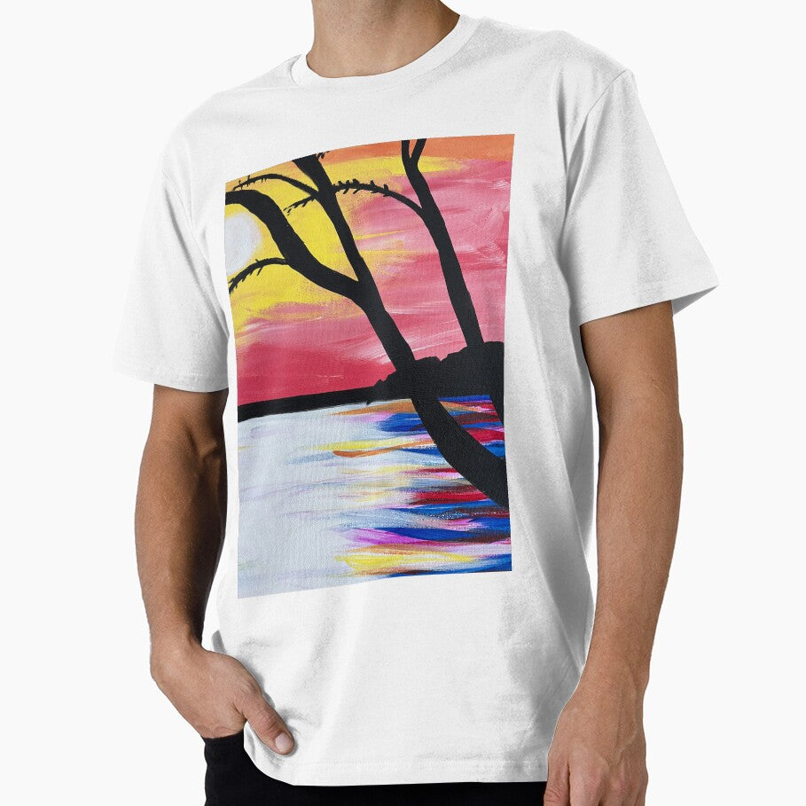 Winter sunset with tree and water by jbaz57