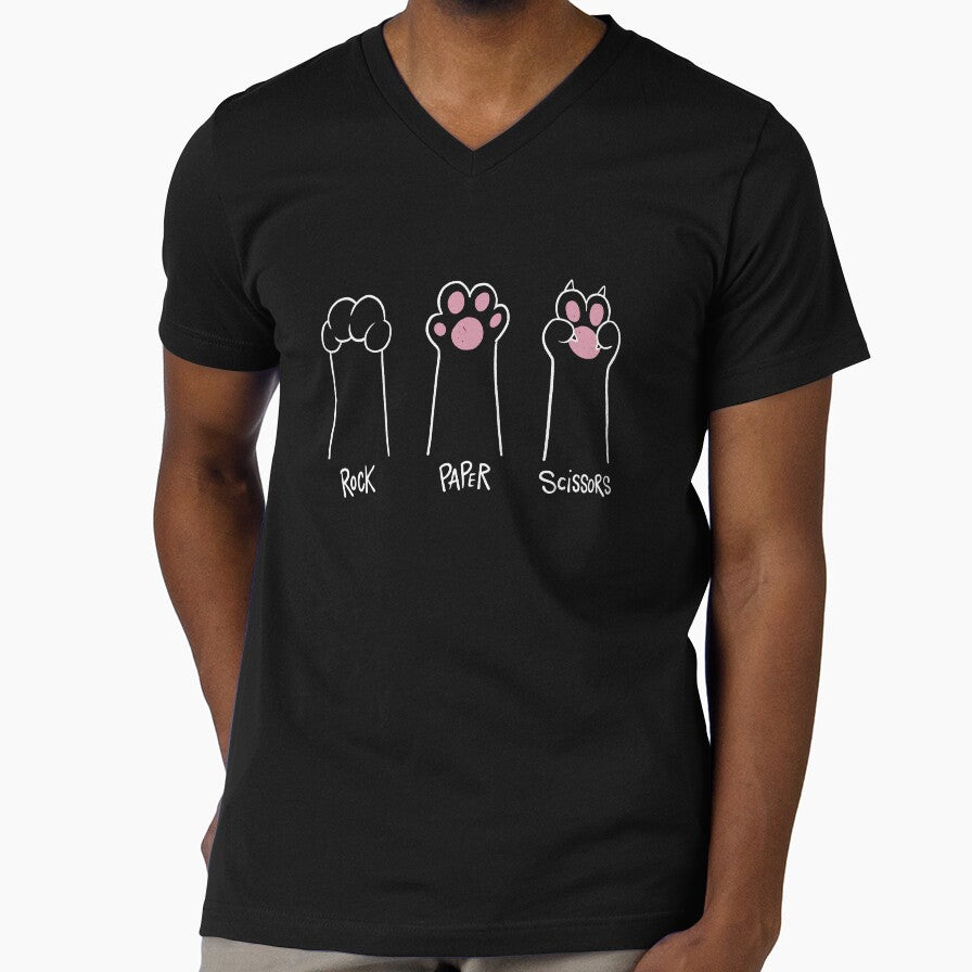 Rock Paper Scissors Hand Game Cute Paw Funny Cat by DrawHandArt