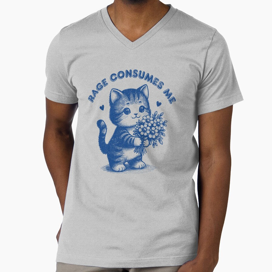 Retro Vintage Rage Consumes Me Demotivational Cute Kitty Cat by zptees