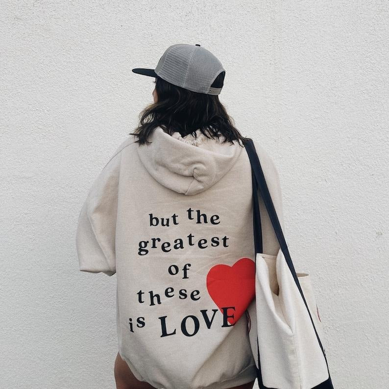 the greatest of these is love hoodie Trendy Christian Sweatshirt Faith Based Sweater Catholic Gift Bible  T-shirt,...