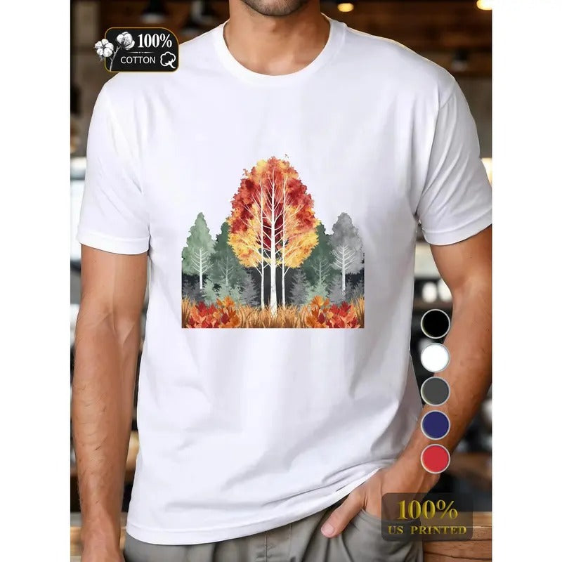 tree with autumn leaves Pure Cotton Men's Tshirt Comfort Fit Made in USA Hoodie Sweatshirt | PrintMintTees.com