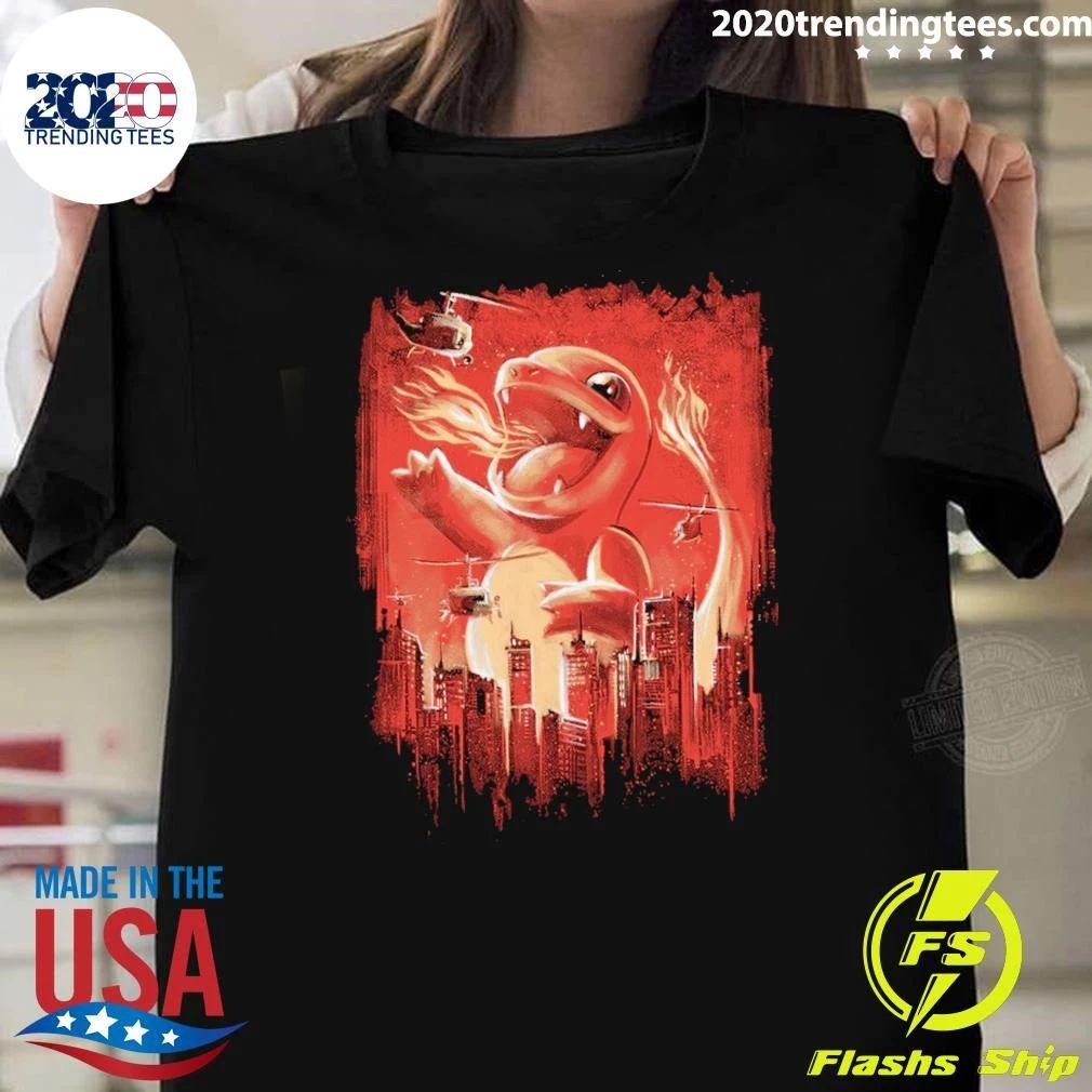 Charmanzilla Godzilla Charmander Kaiju City Attack Tee Shirt
