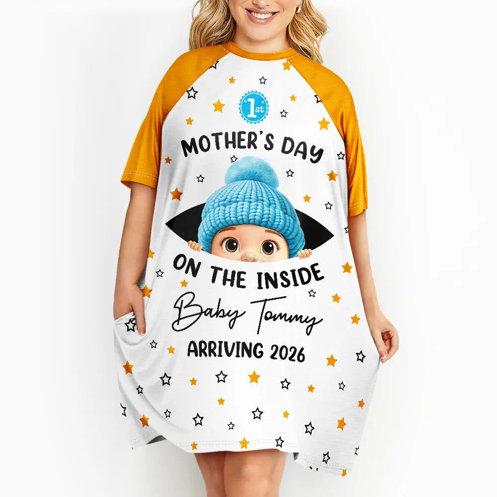 Baby First Year On The Inside With Mom - Personalized Women's Sleep Tee