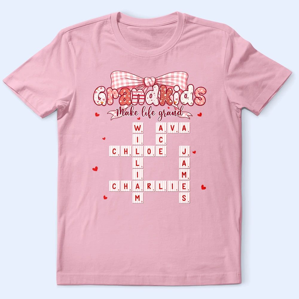 Crossword Grandkids Make Life Grand Preppy Coquette - Personalized T Shirt