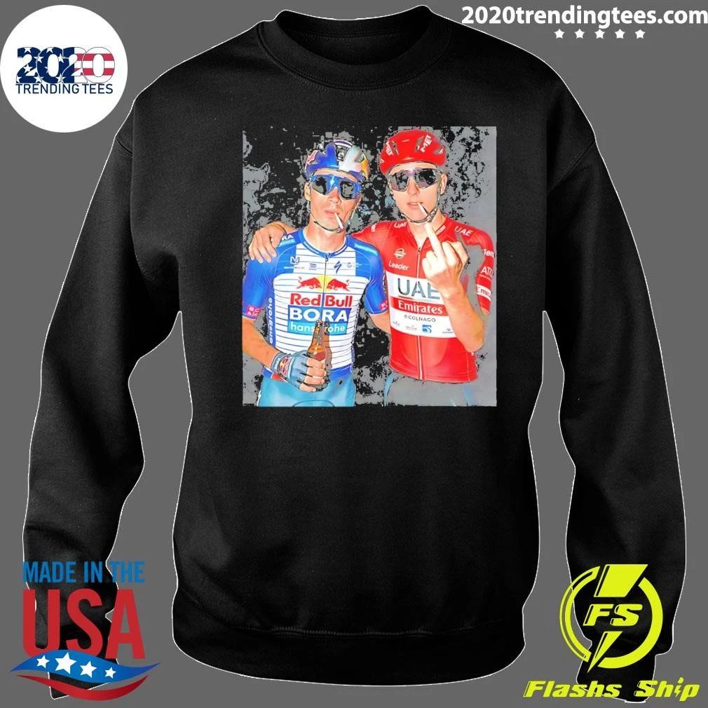 Primoz Roglic And Tadej Pogacar Holding Beer Sun Glasses Middle Finger Shirt