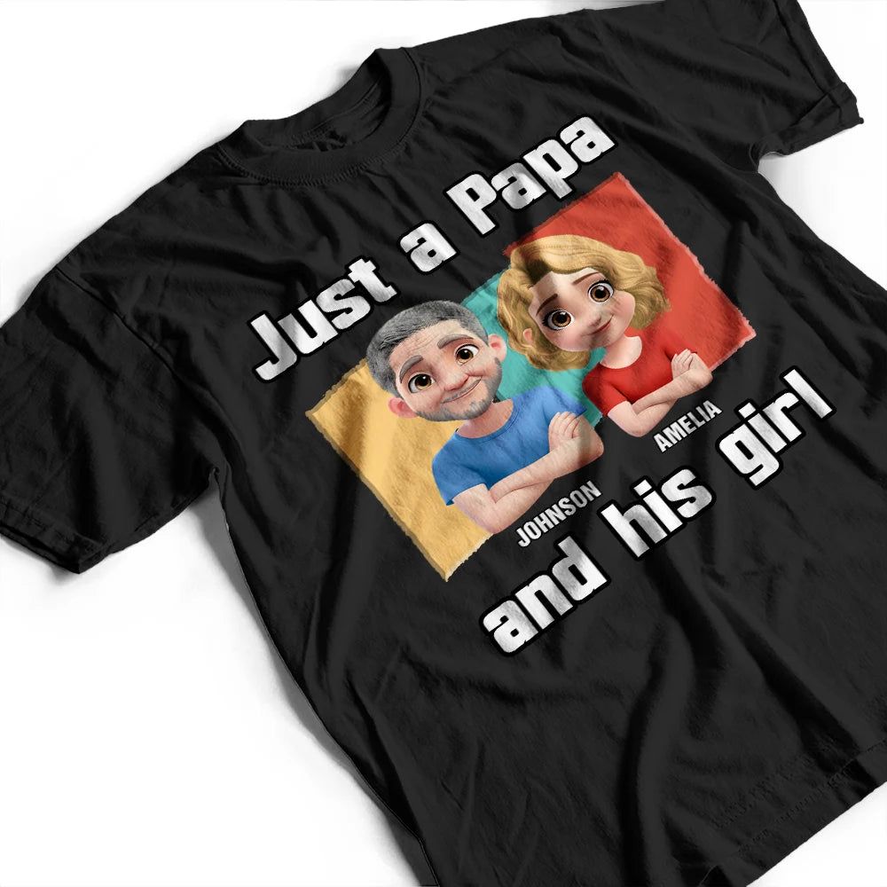 Just A Grandpa Dad And His Girl Comic Style - Personalized T Shirt