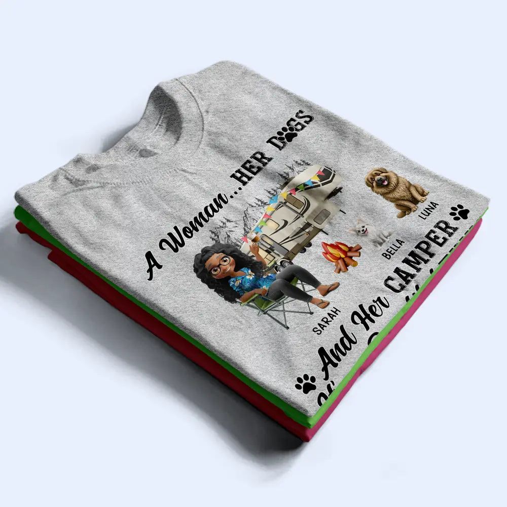 A Girl Her Dogs Camping - Personalized T Shirt