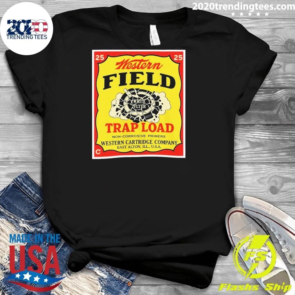 Western Field Trap Load White Flyer Western Cartridge Company East Alton USA Vintage Shirt
