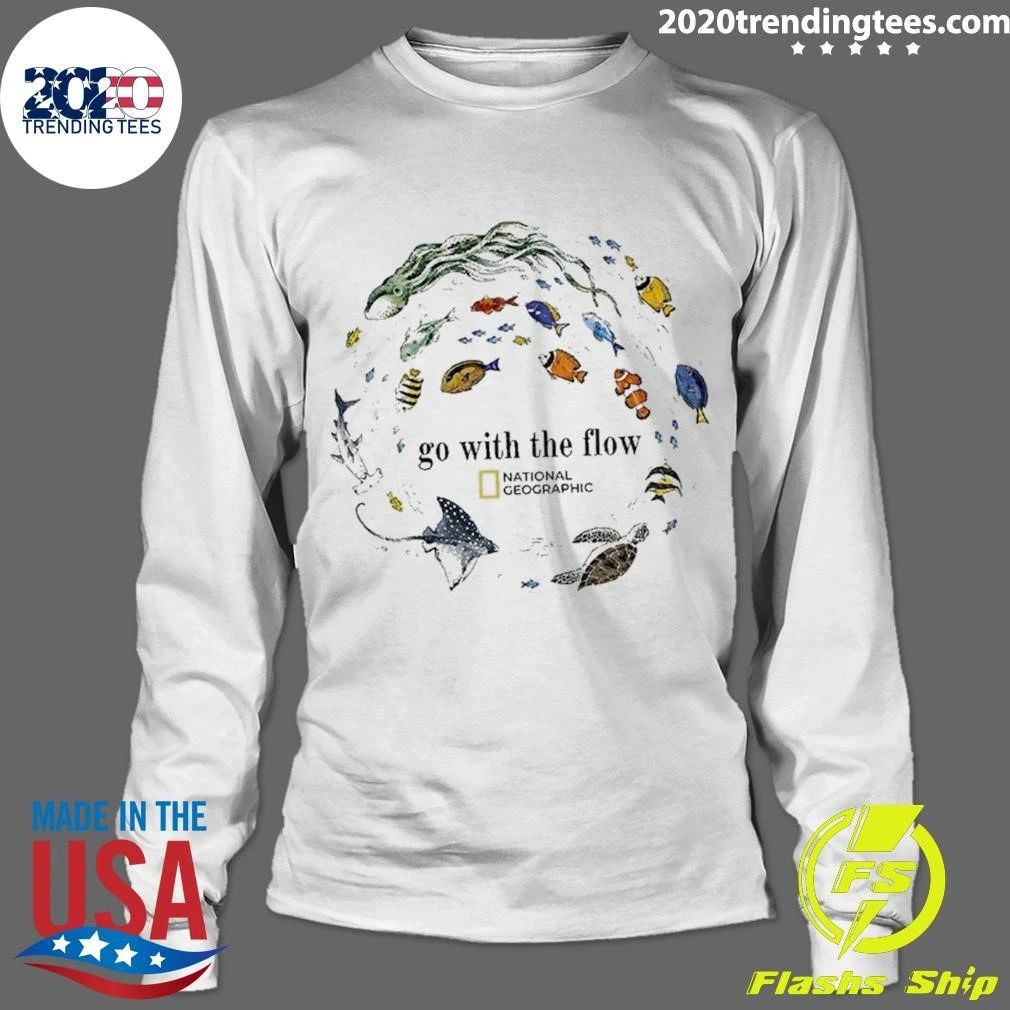 Marine Animals Go With The Flow Sea Turtle Fish Shirt