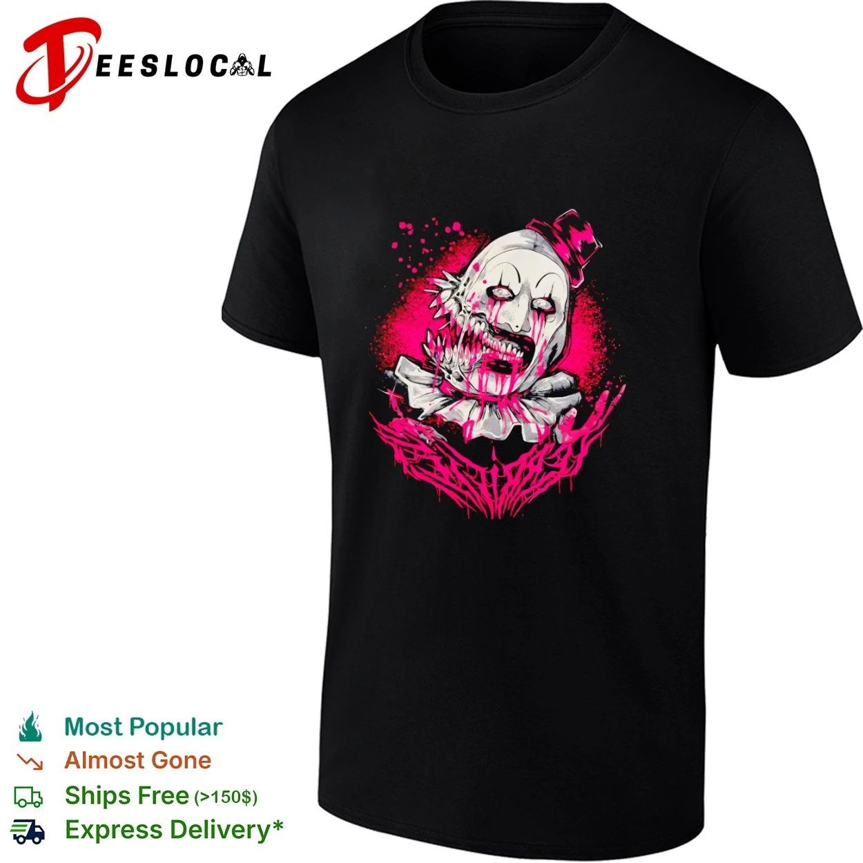 Terrifier Art the Clown Horror Pink Gothic T-shirt
