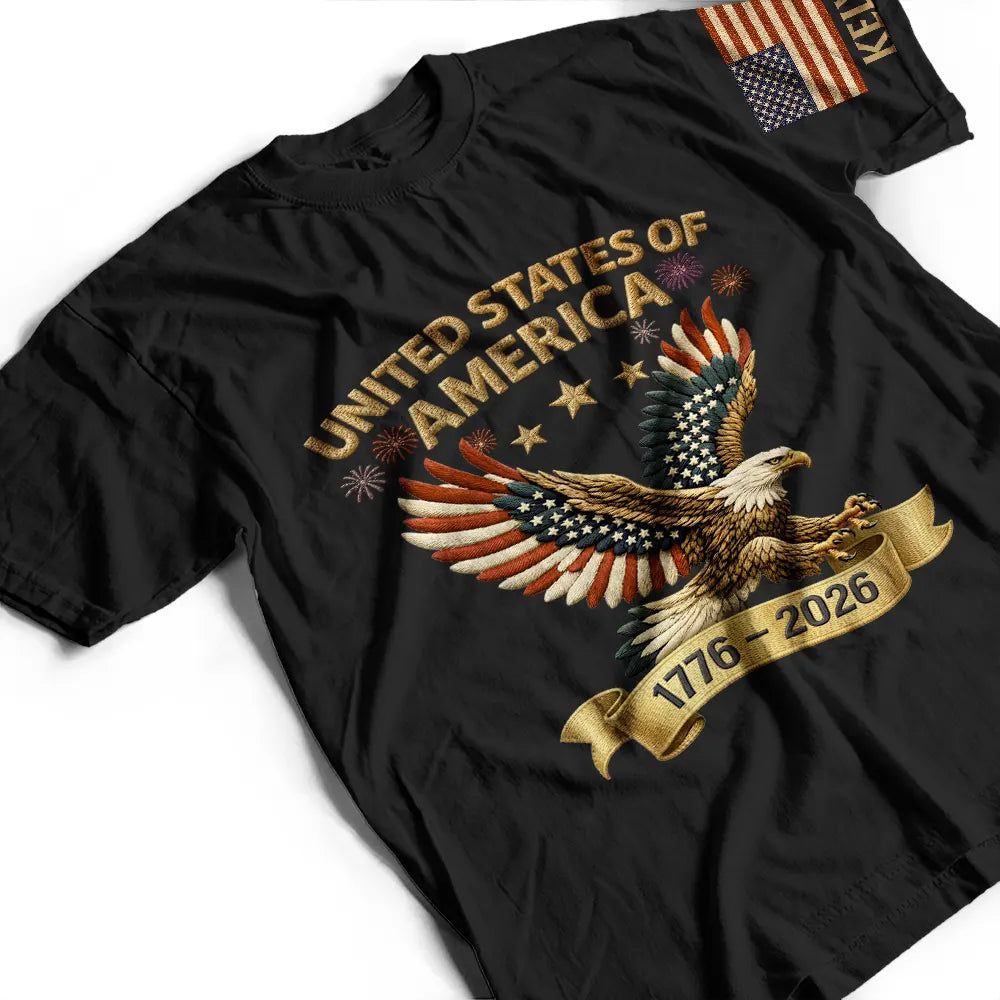 Faux Embroidery Effect America 250th Anniversary - Personalized T Shirt