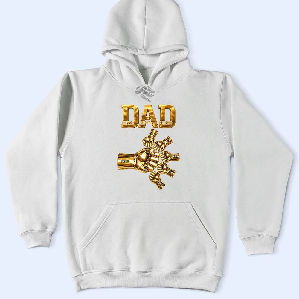 Metal Effect Dad The Man The Myth The Legend Hand Punch - Personalized T Shirt