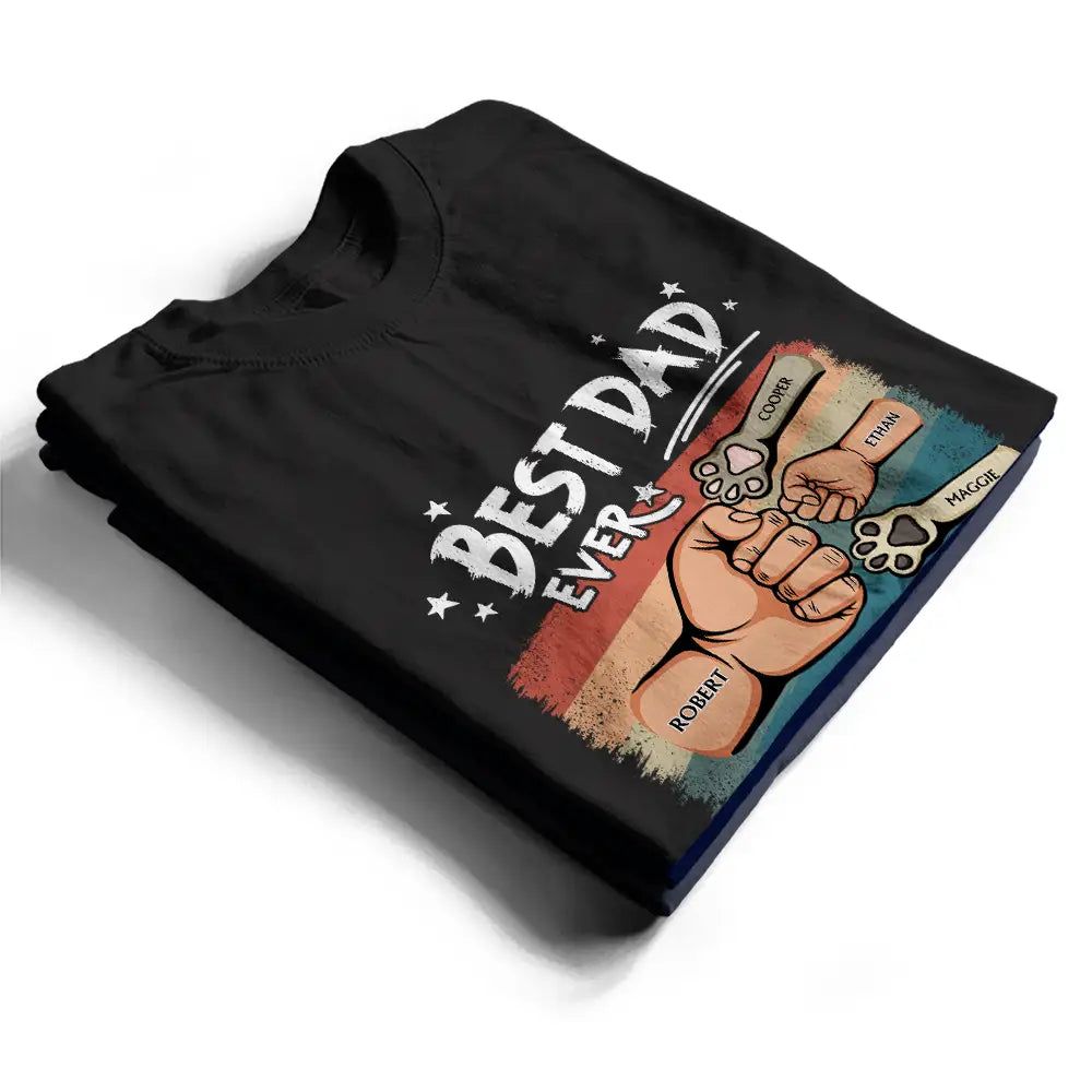 Best Dad Ever Hand Punch Retro Brush Stroke - Personalized T Shirt