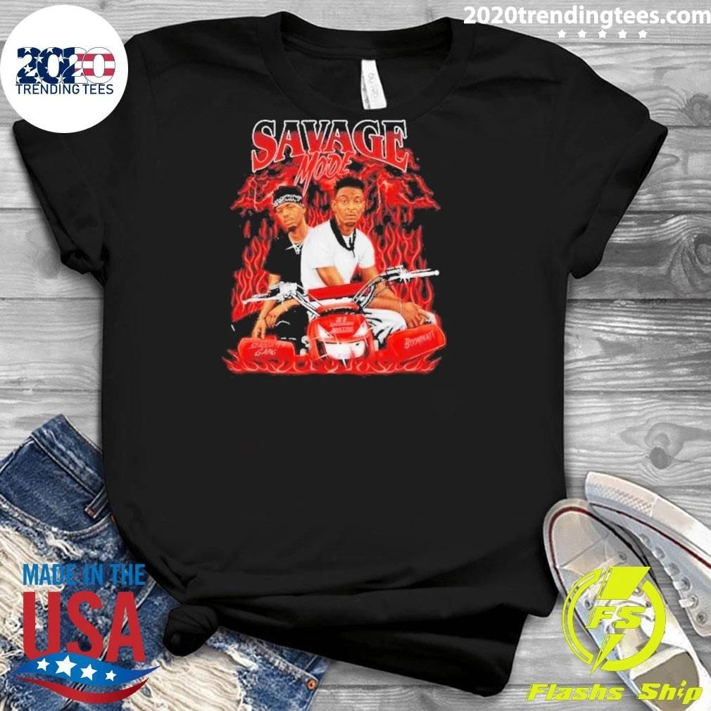 21 Savage và Metro Boomin Savage Mode II Slaughter Gang Boominati Fire Dirt Bike Rap Shirt