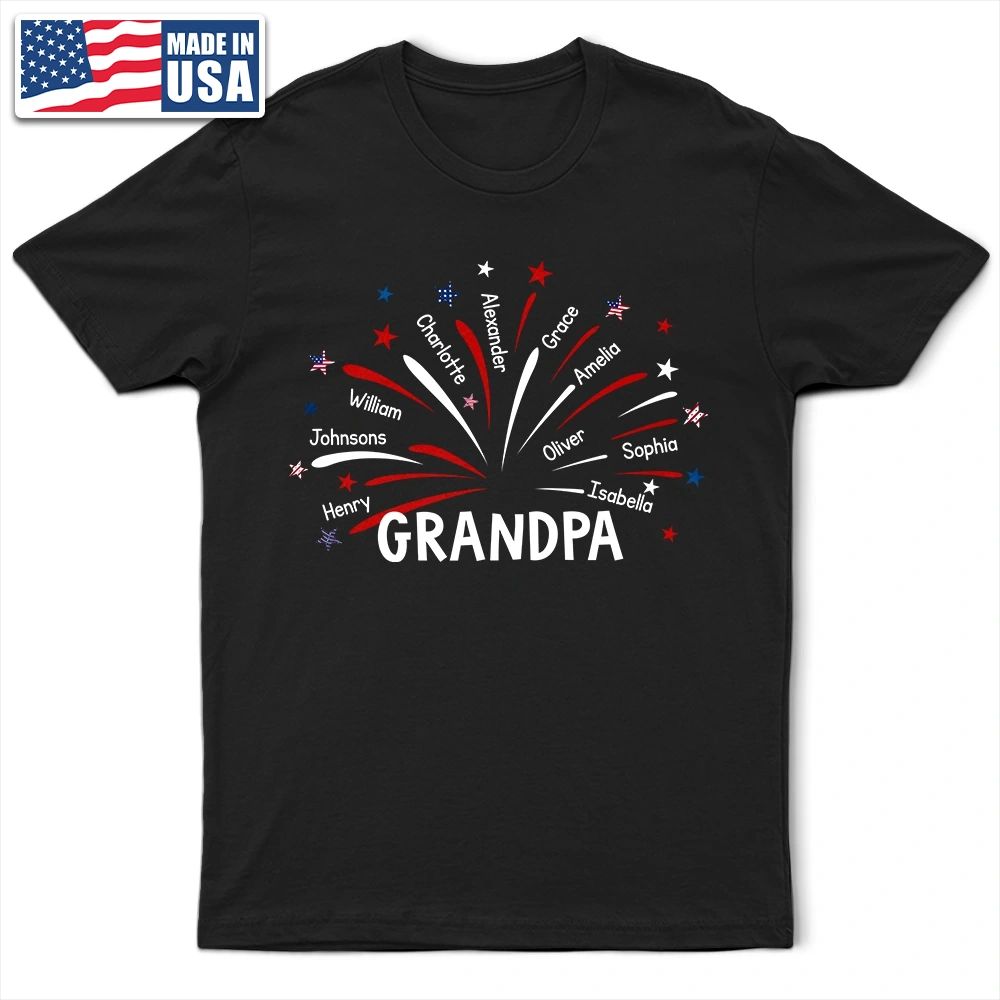 Grandpa Dad Firework Independence Day - Personalized T Shirt