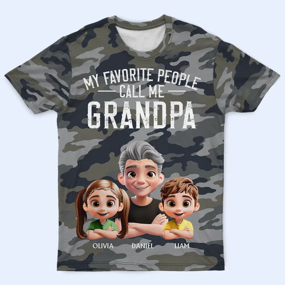 My Favorite People Call Me Grandpa Camouflage Pattern - Personalized Full Print T Shirt