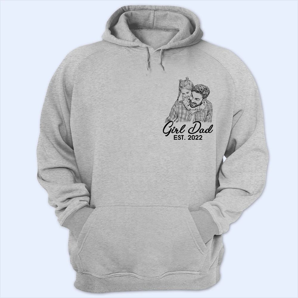 Custom Photo Pencil Sketch Girl Dad - Personalized T Shirt
