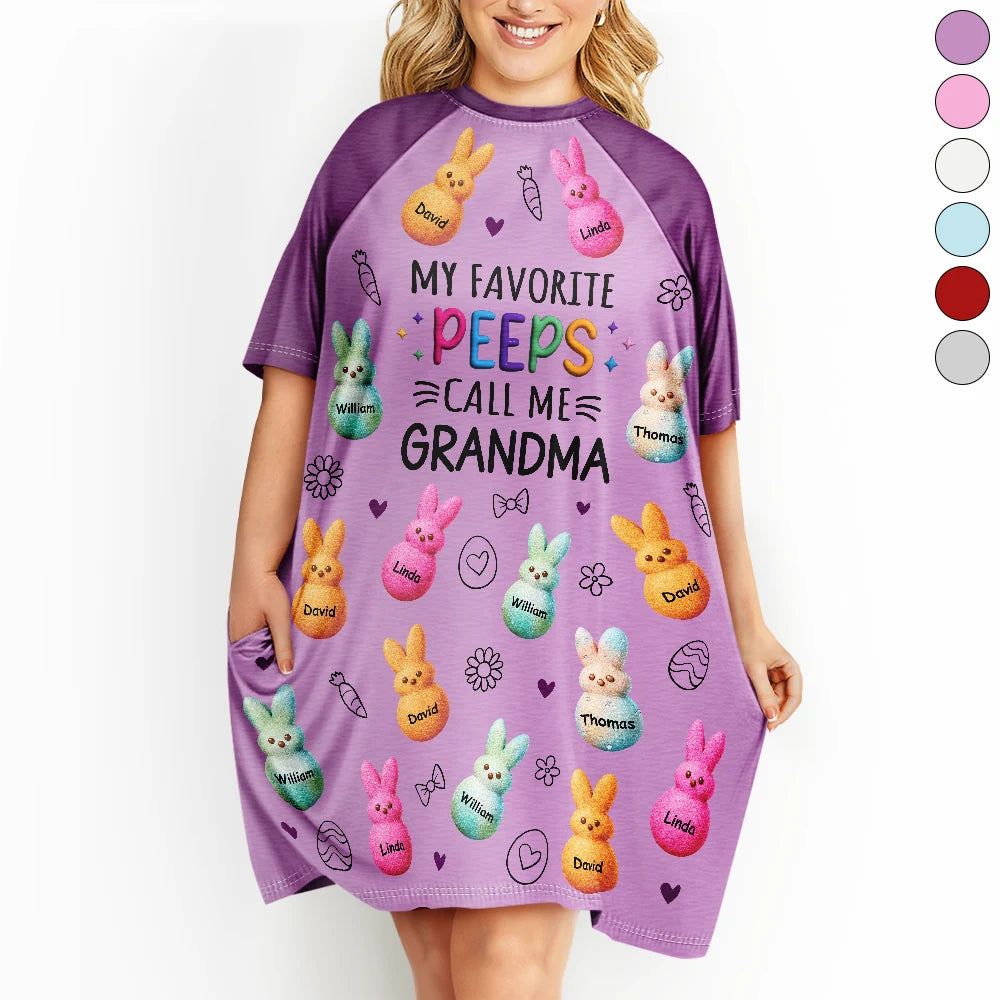 My Favorite Peeps Call Me Grandma - Personalized Women's Sleep Tee