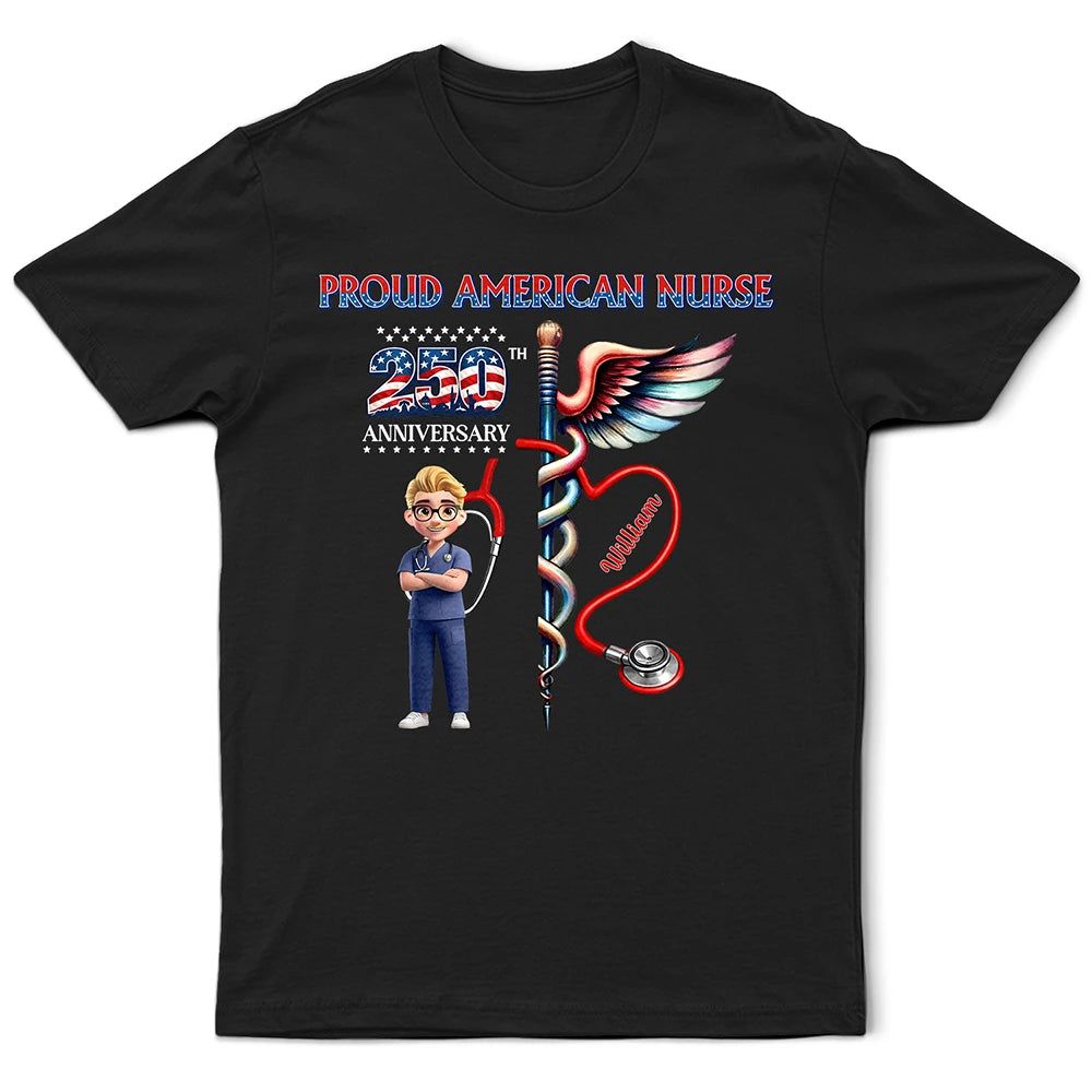 Stars And Stripes Proud American Nurse - Personalized T Shirt