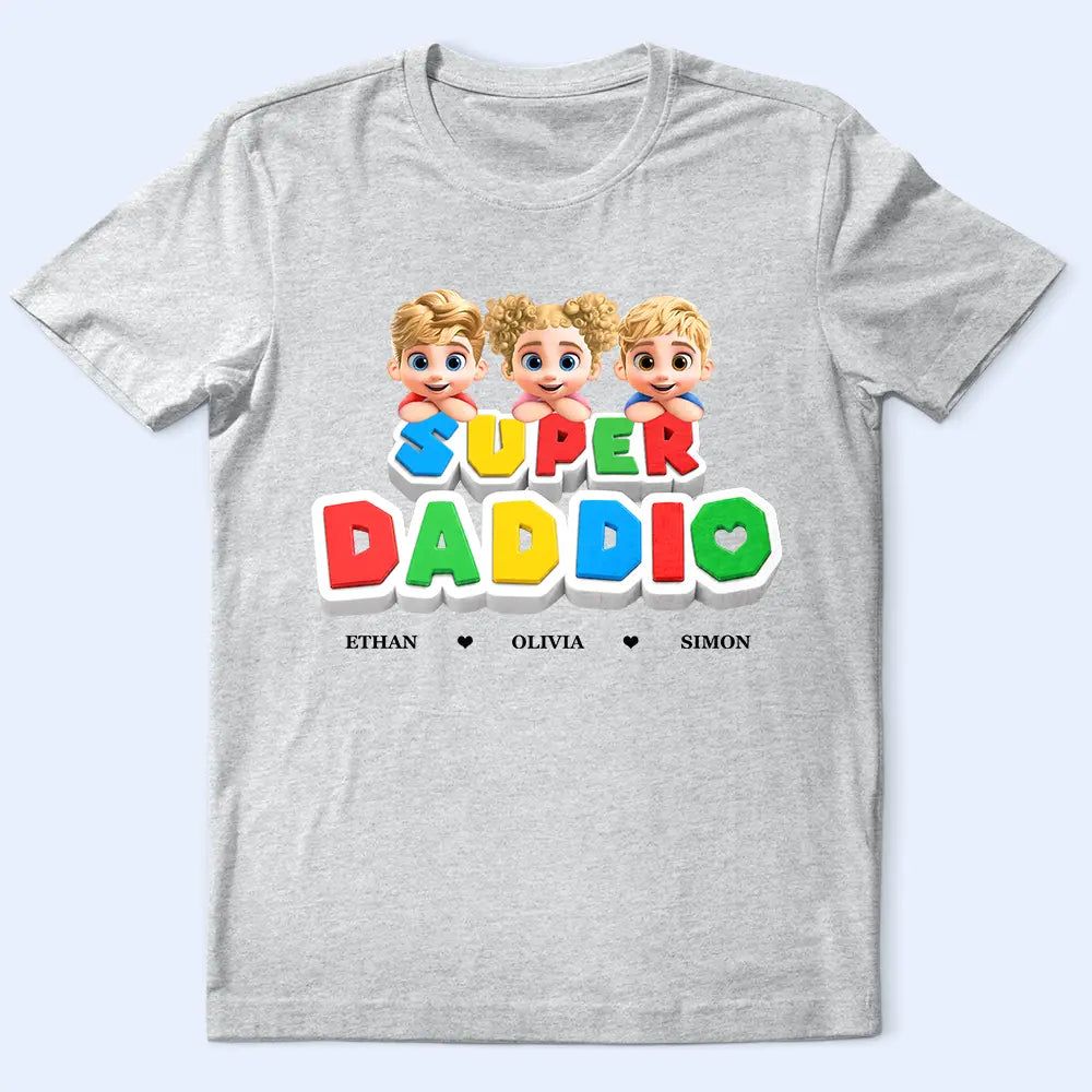 Super Dad Papa Arcade Retro 3D Effect - Personalized T Shirt