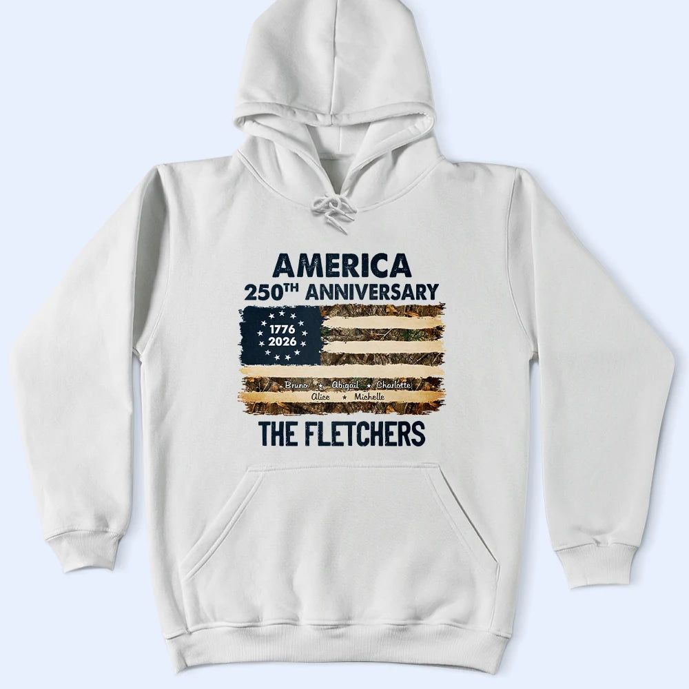 Patriotic 250th Anniversary Family Names - Personalized T Shirt