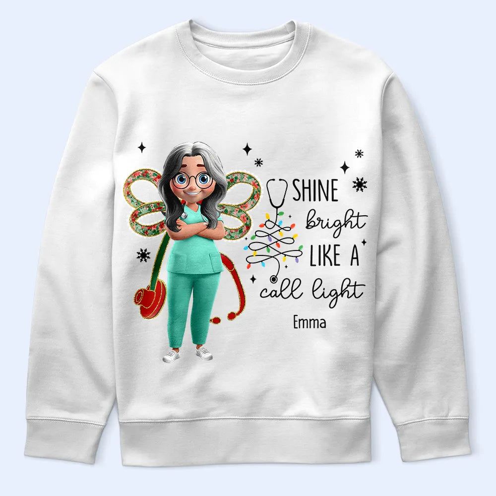 Nurse Shine Bright Like a Call Light - Personalized T Shirt