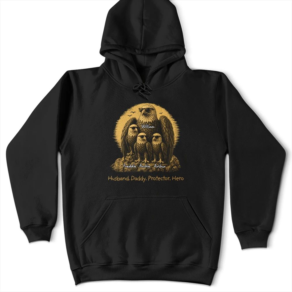 Eagle Father And Kids Retro Style Best Dad Ever - Personalized T Shirt