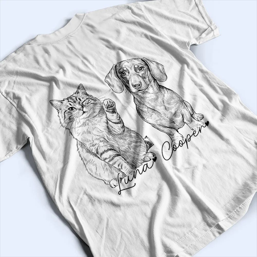 Custom Photo Pencil Sketch Pet Dad Lovely Portrait - Personalized T Shirt