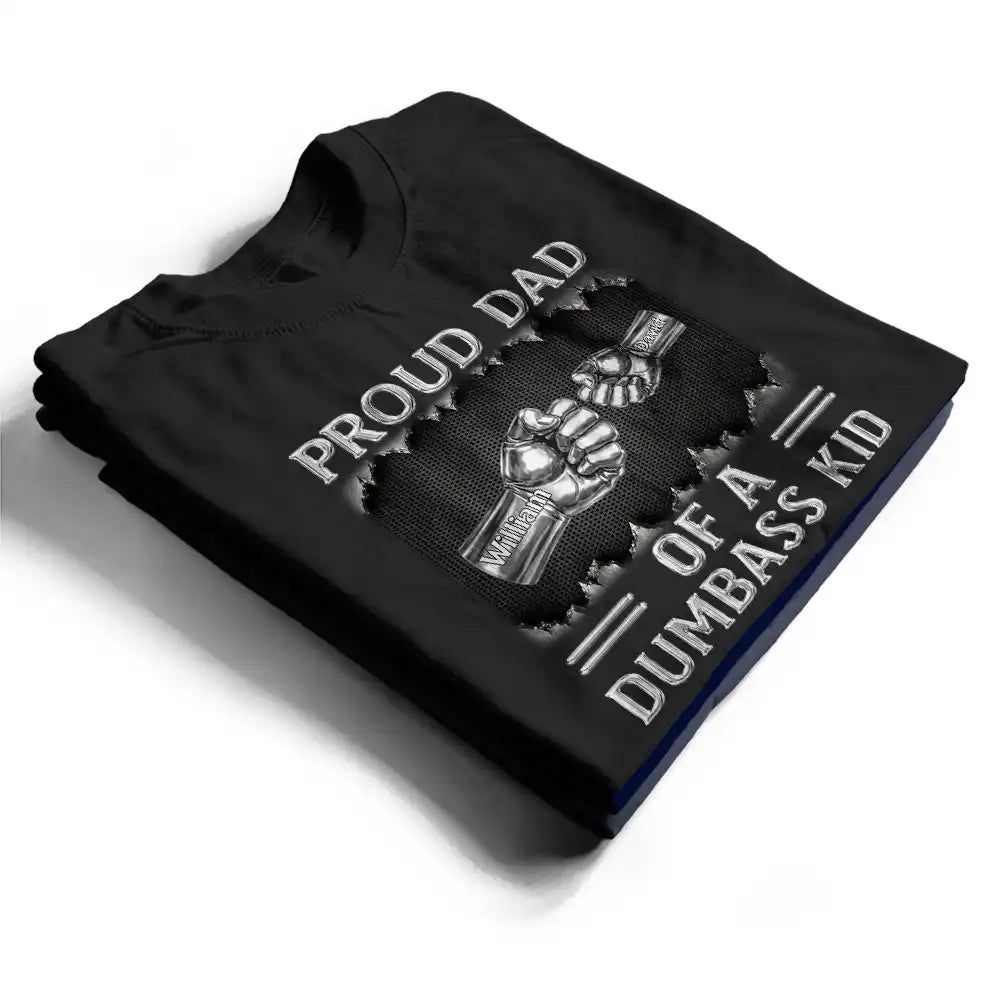 Metal Effect Proud Dad Of A Few Kids - Personalized T Shirt