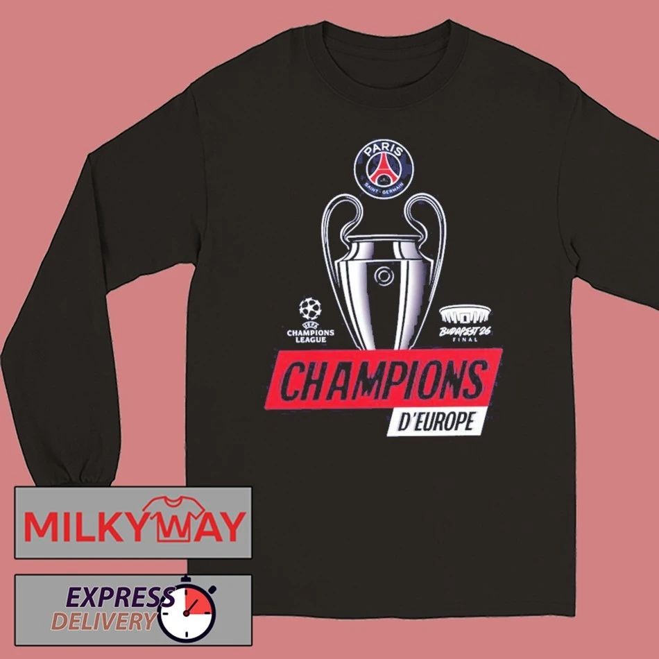 Paris Saint-Germain PSG UEFA Champions League Champions d’Europe 2026 Trophy T-Shirt