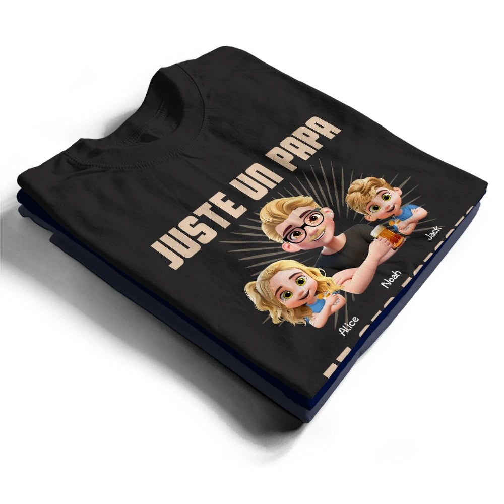 3D Effect Juste Un Papa Et Sa Fille - T-Shirt Personnalisé