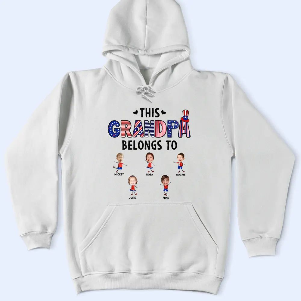 Stars & Stripes This Grandpa Belongs To Kid Stick Figures - Personalized T Shirt