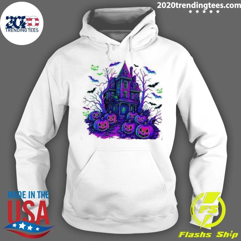 Halloween Bats Haunted House Retro Shirt