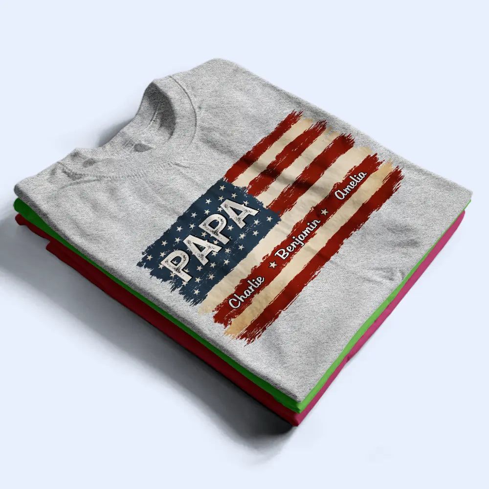 Stars & Stripes US Flag American Dad Grandpa - Personalized T Shirt