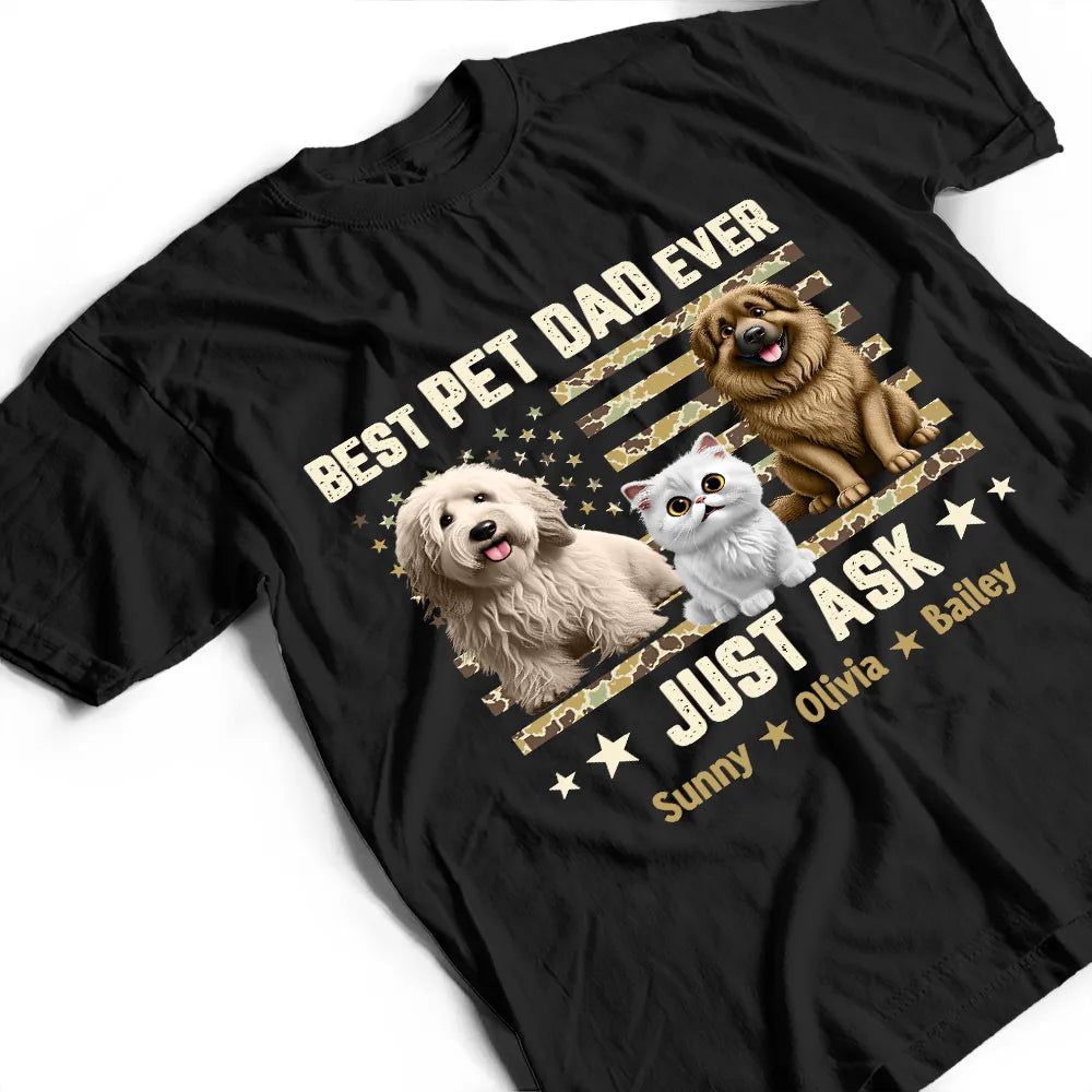 Camouflage Stars & Stripes Best Cat Dad Ever - Personalized T Shirt