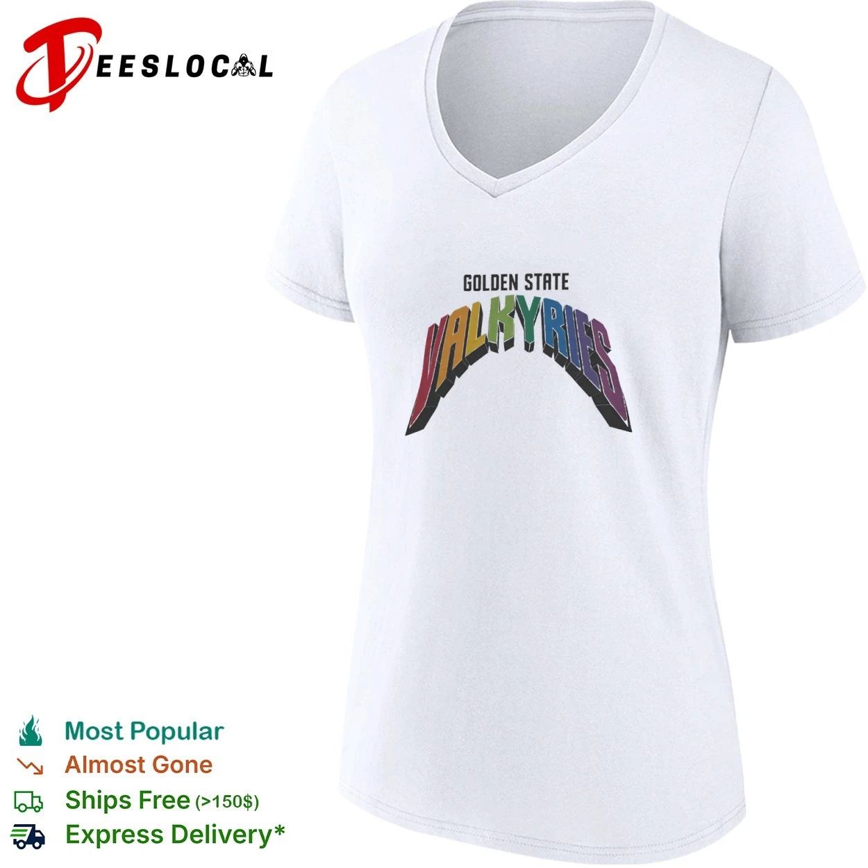 Golden State Valkyries Rainbow Multicolor Curved T-shirt