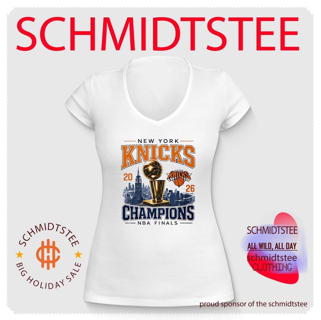 New York Knicks 2026 NBA Finals Champions city skyline background shirt