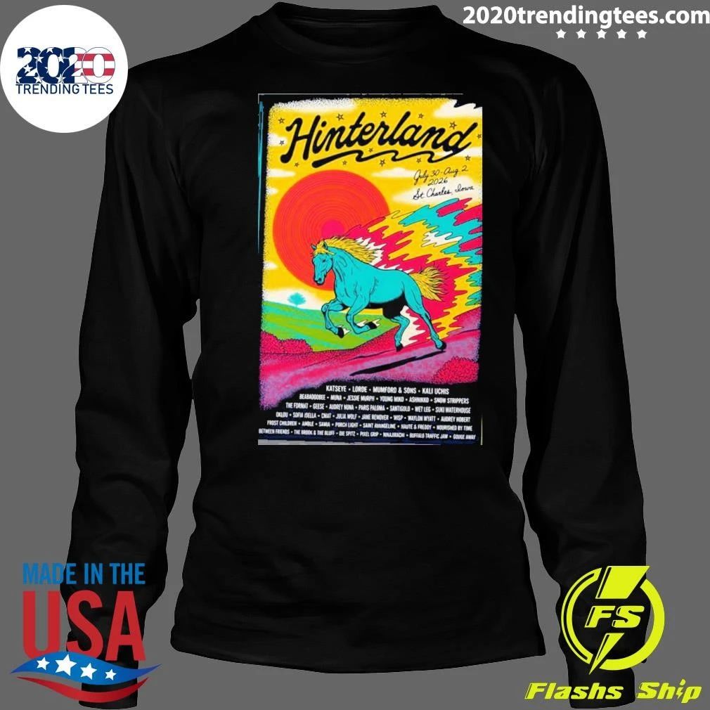 Hinterland Festival 2026 Event Poster In St Charles Iowa On July 30 August 2 2026 Shirt