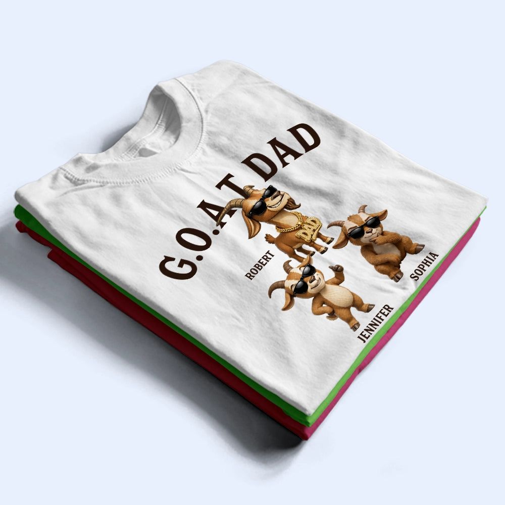 3D Effect Goat Dad And Kids - Personalized T Shirt